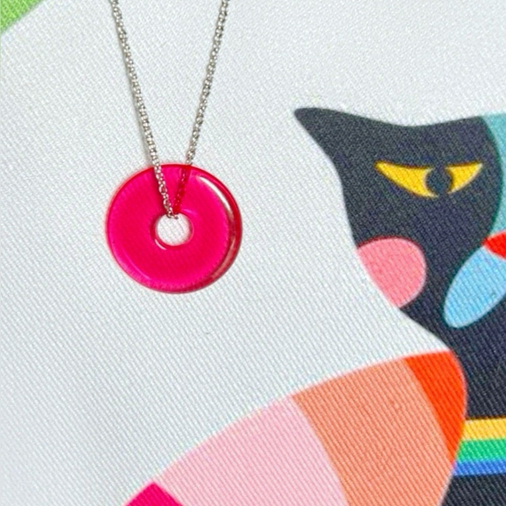 Hot Pink Donut Necklace